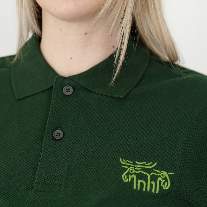Polo-Shirt mit Elch-Stickerei - Grün - Bo Bendixen