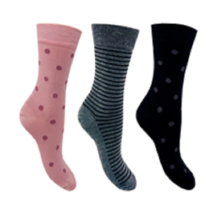 3 PK FLEXITOP LADIES BAMBOO DESIGN SOCKS