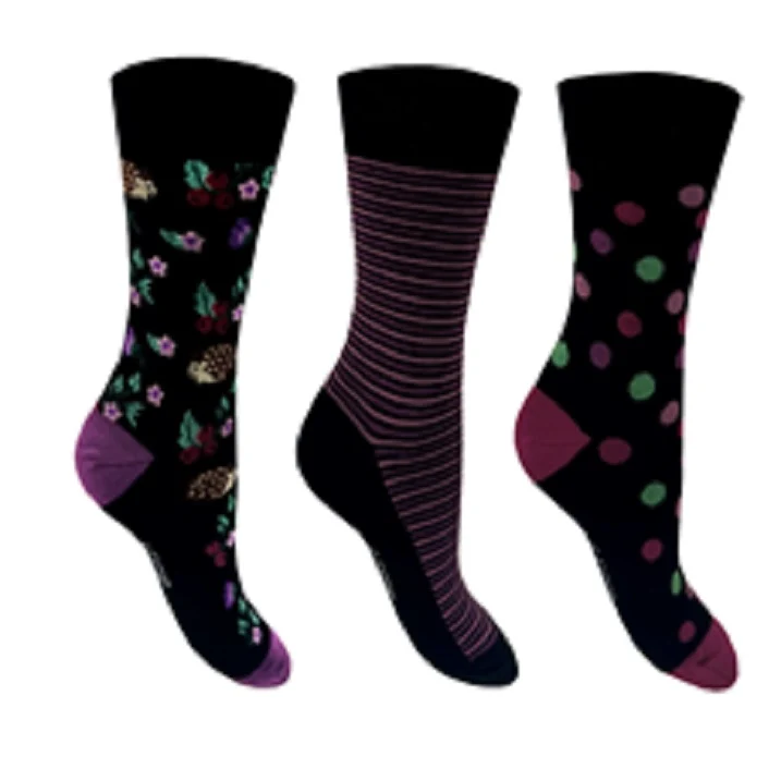 3 PK FLEXITOP LADIES BAMBOO DESIGN SOCKS