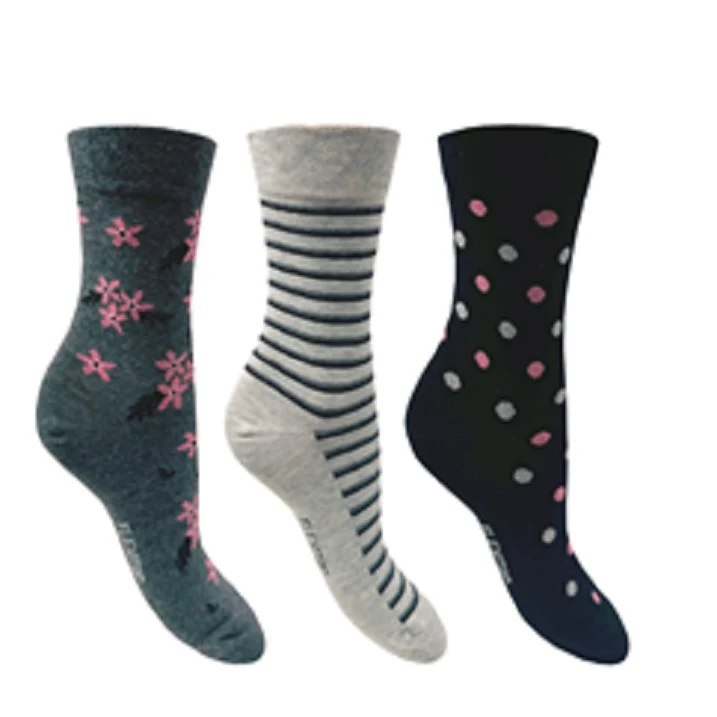 3 PK FLEXITOP LADIES DESIGN SOCKS
