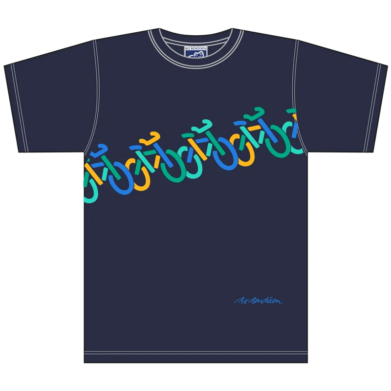 T-Shirt mit bunten Fahrrädern - Blau - Bo Bendixen