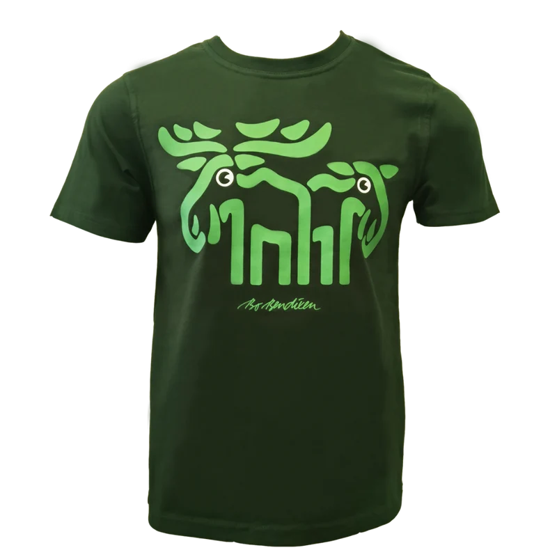 T-Shirt mit Elch - Dunkelgrün - Bo Bendixen