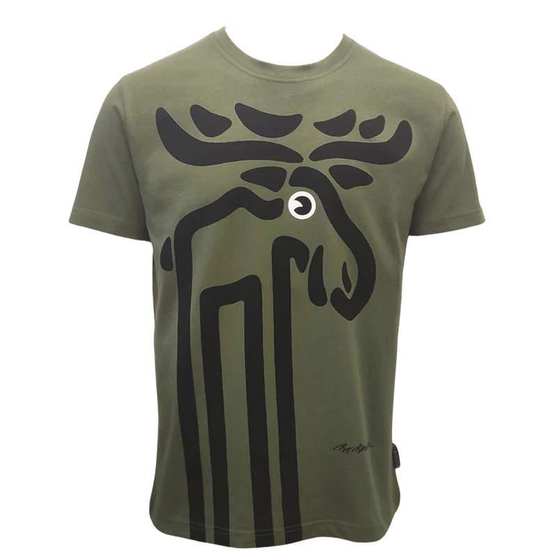 T-Shirt mit großem Elch - Grün - Bo Bendixen