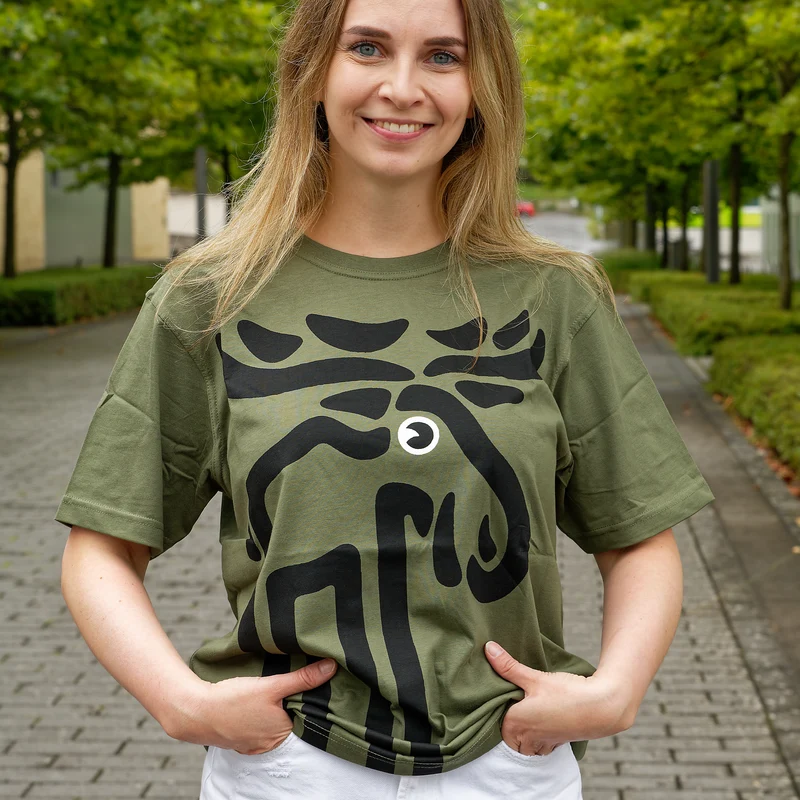 T-Shirt mit großem Elch - Grün - Bo Bendixen