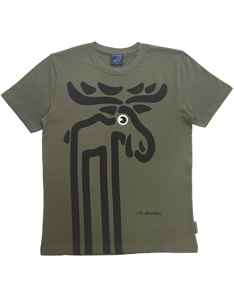 T-Shirt mit großem Elch - Grün - Bo Bendixen
