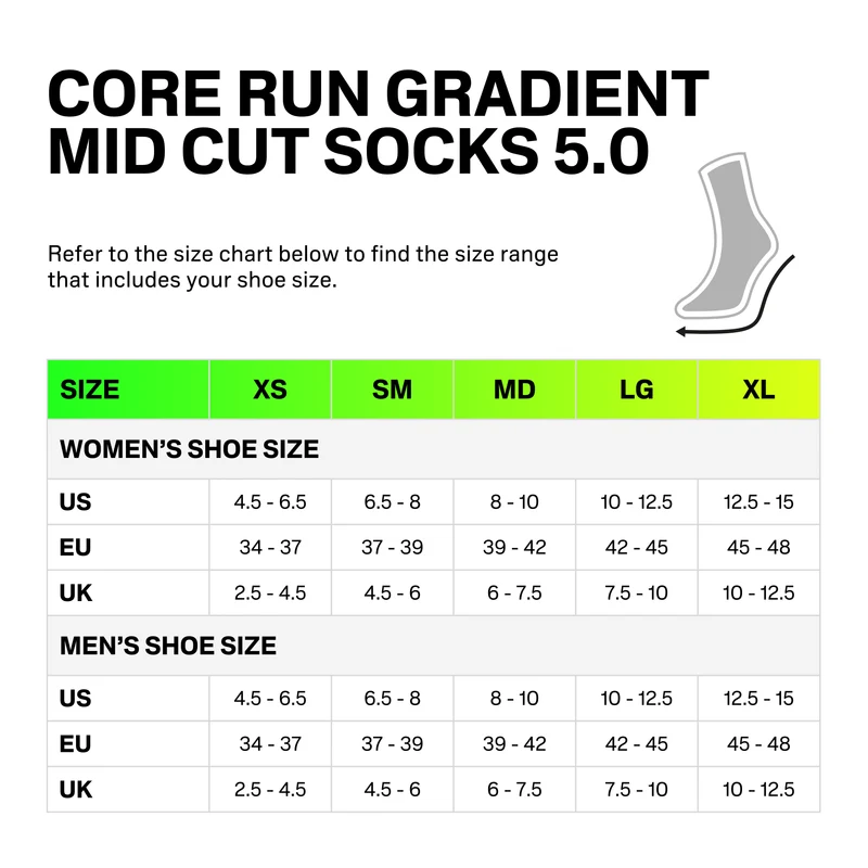 Core Run Gradient Mid Cut Socks, Unisex