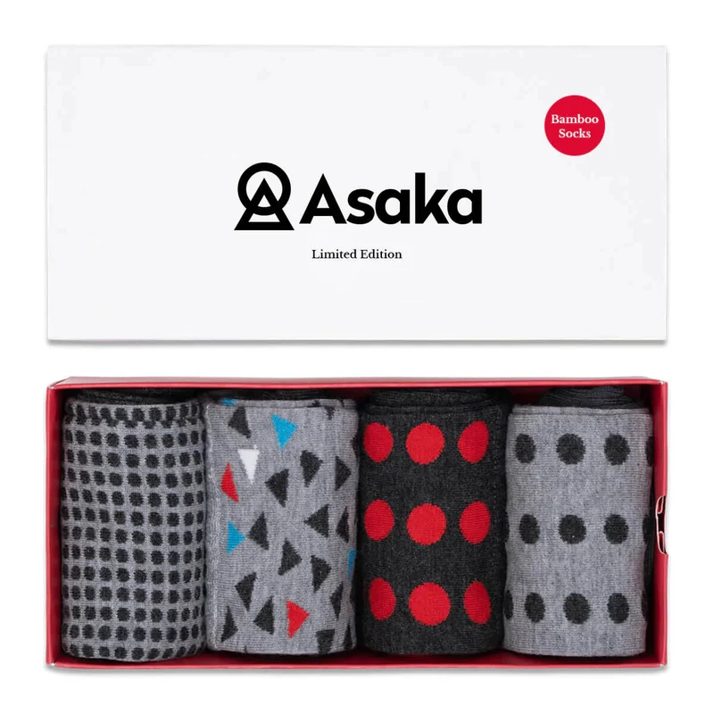 Asaka 4er-Box Bambussocken Herren abstrakte Muster Kenzo