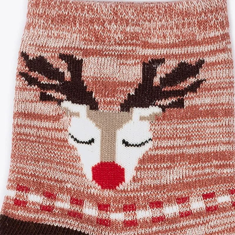 4er Set Damensocken Rentier Design rosa & grau meliert