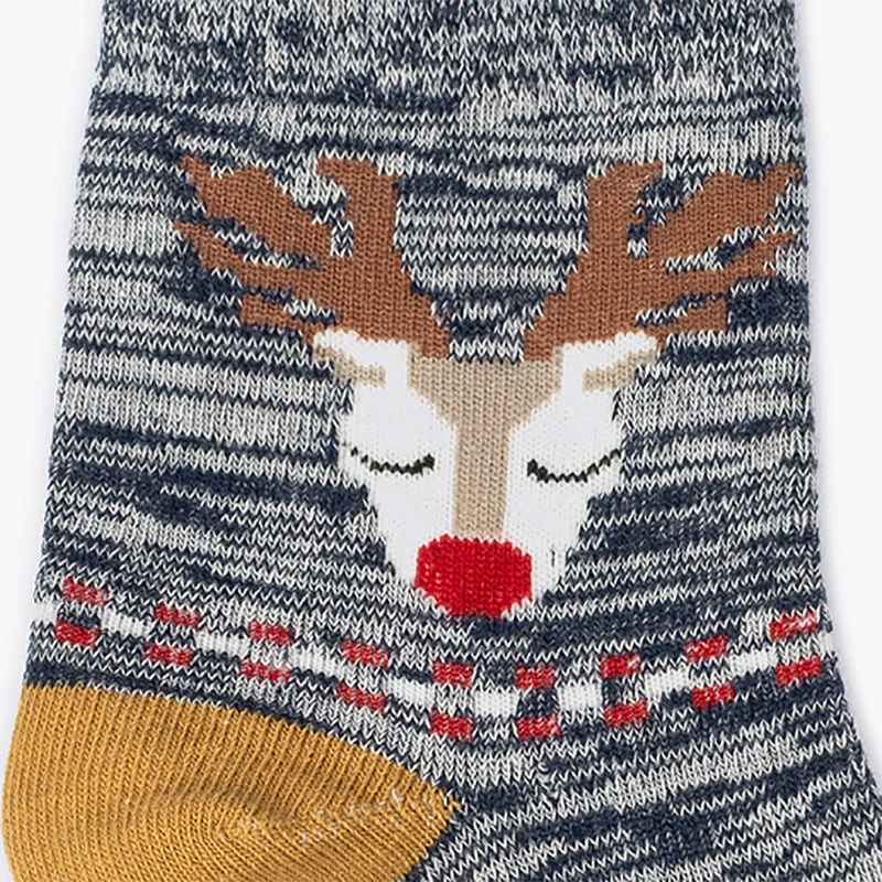 4er Set Damensocken Rentier Design rosa & grau meliert
