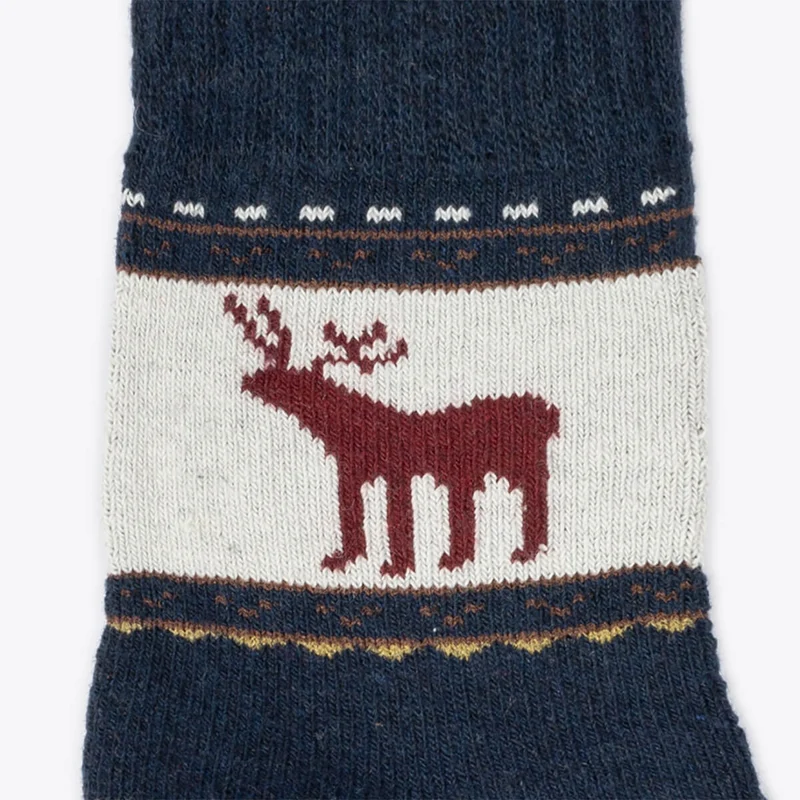 4er Pack Wollsocken Damen Rentier blau