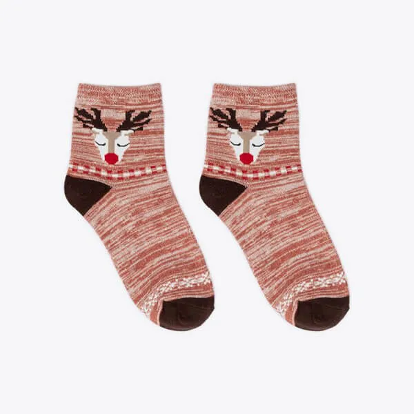 Weihnachts-Damensocke mit Rentier-Motiv