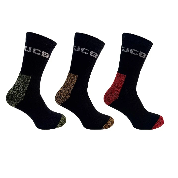 3PK MENS JCB H&T COMFORT WORK SOCKS