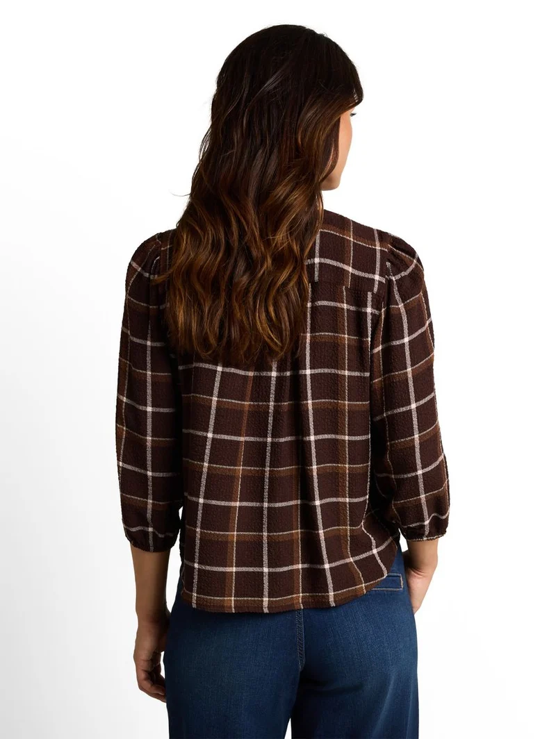 Seersucker Bluse mit Karomuster