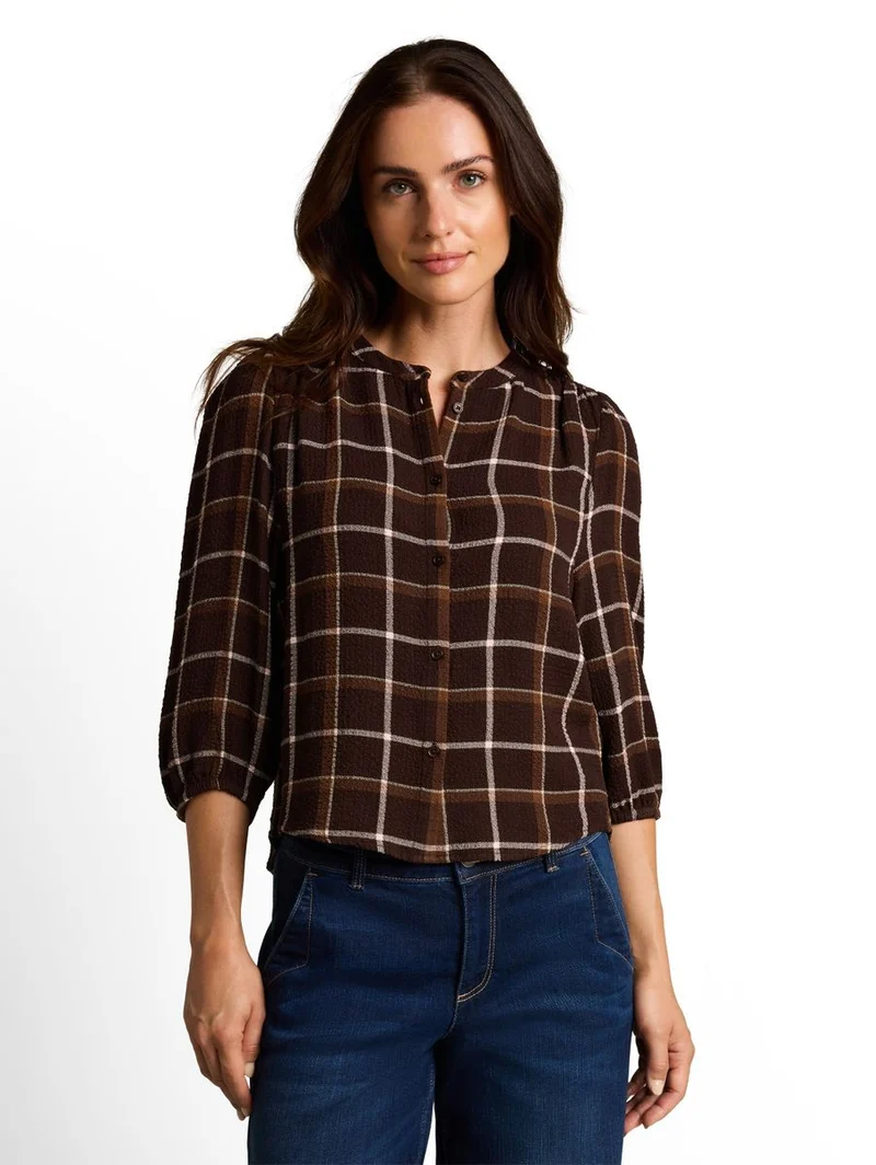 Seersucker Bluse mit Karomuster