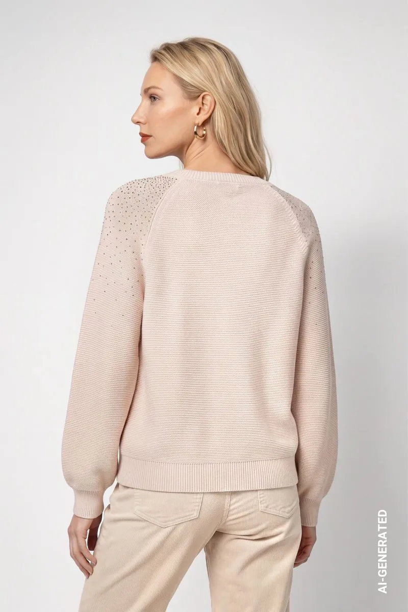 Strickpullover mit Strasssteinen