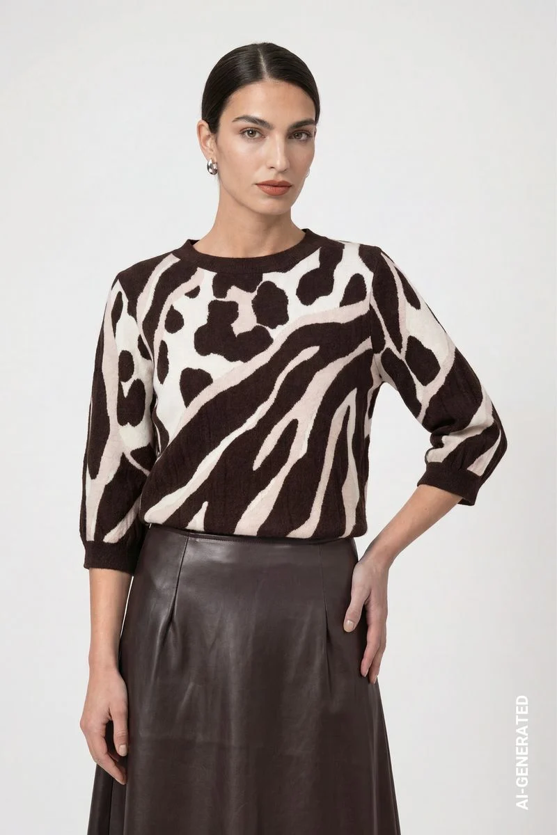 Strickpullover mit Leo-Tiger-Mustermischung