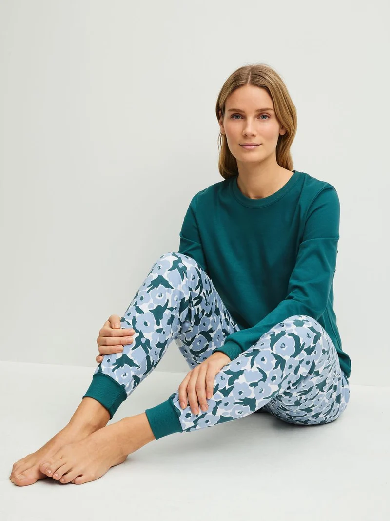 DAMEN Pyjama mit Bündchen
