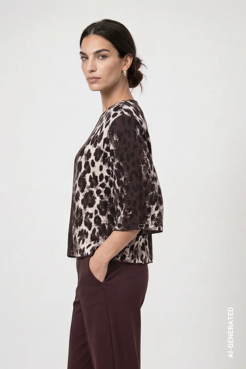 Strickpullover mit Leo-Jacquard-Muster