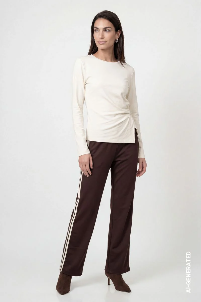 Wide Leg Hose mit Seitenstreifen