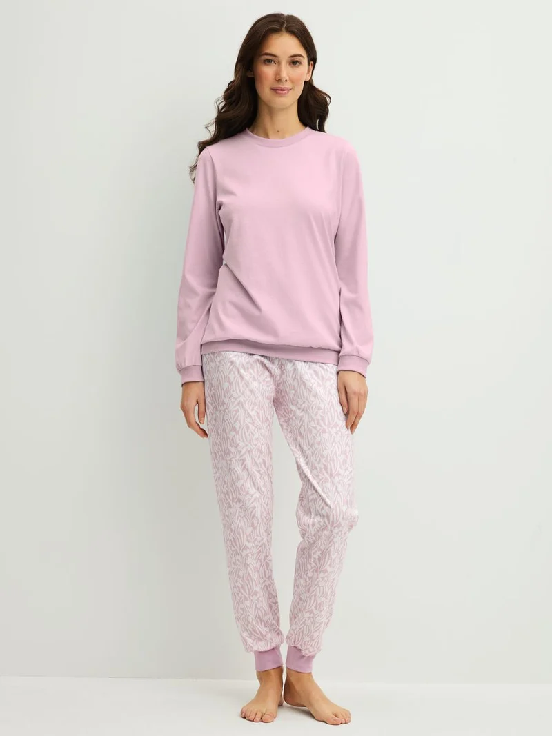 DAMEN Pyjama mit Bündchen