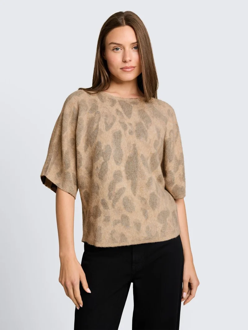 Loose Fit Strickpullover mit Leo-Muster