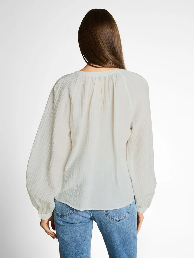 Crinkle Bluse mit Bindeband
