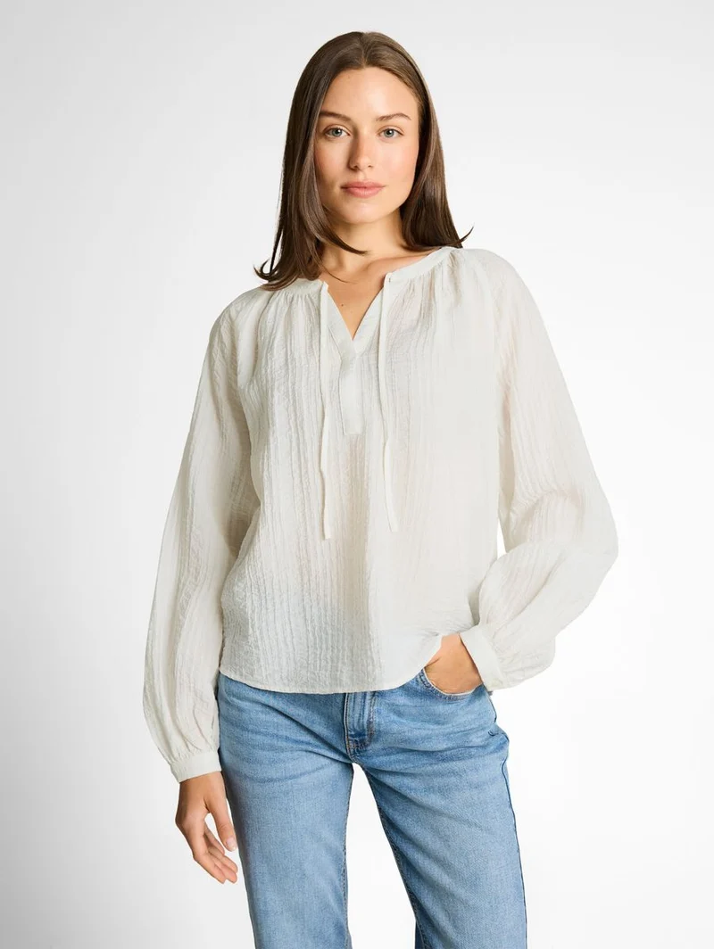 Crinkle Bluse mit Bindeband