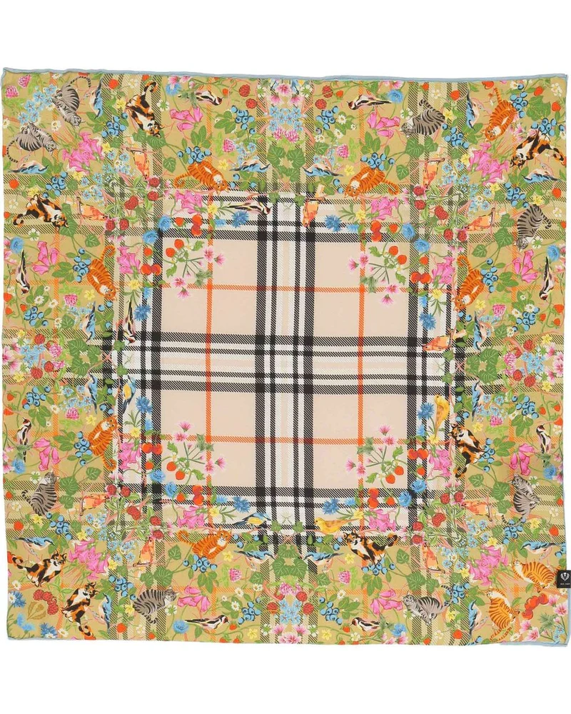 Nickituch Seidentuch mit FRAAS Plaid Karo und Tier-Print