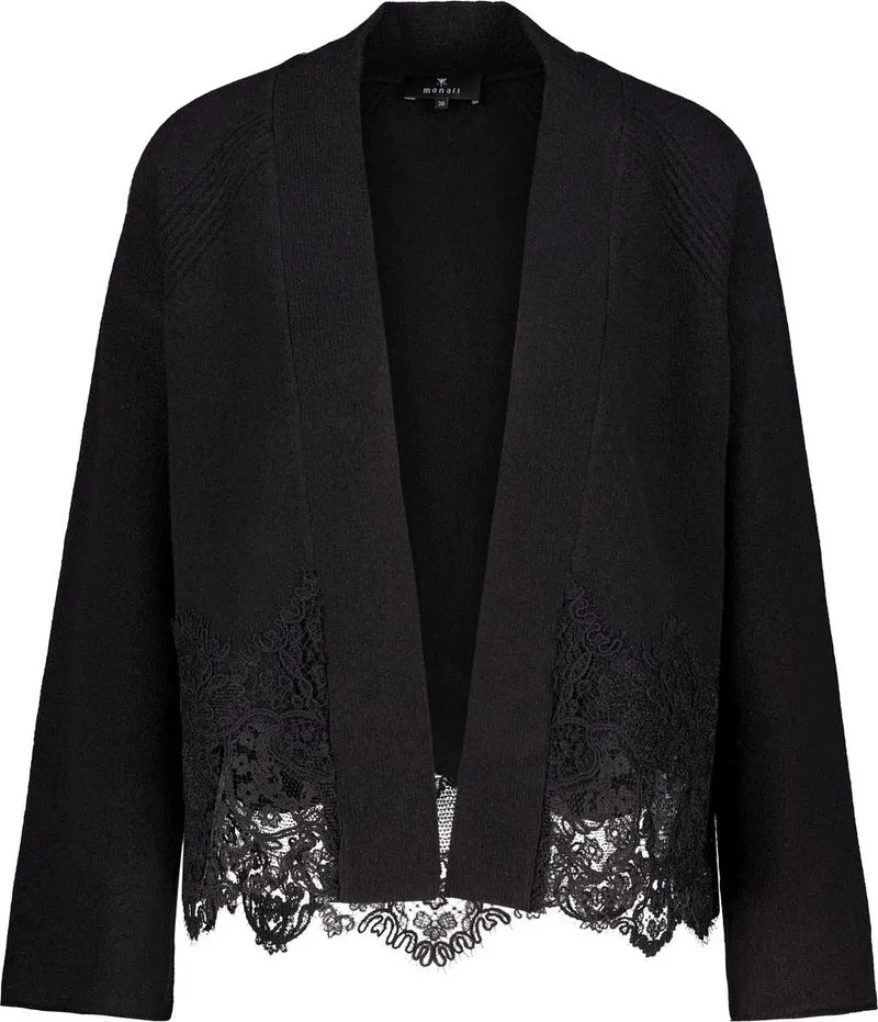 Strickjacke mit Spitzenborte