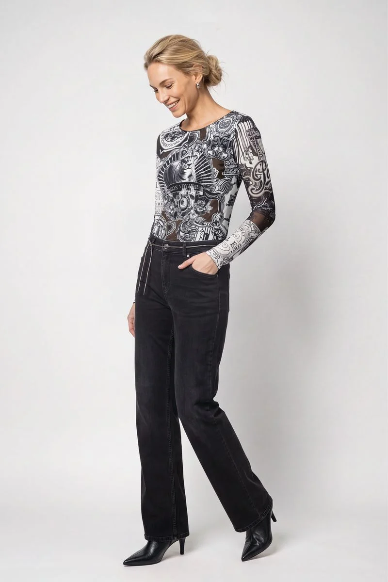 Langarmshirt mit Emblem-Muster