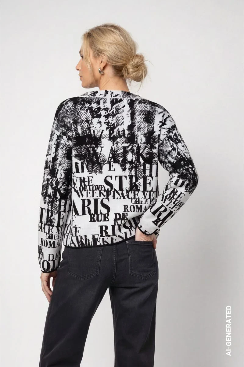 Strickpullover mit Buchstabenjacquard-Muster