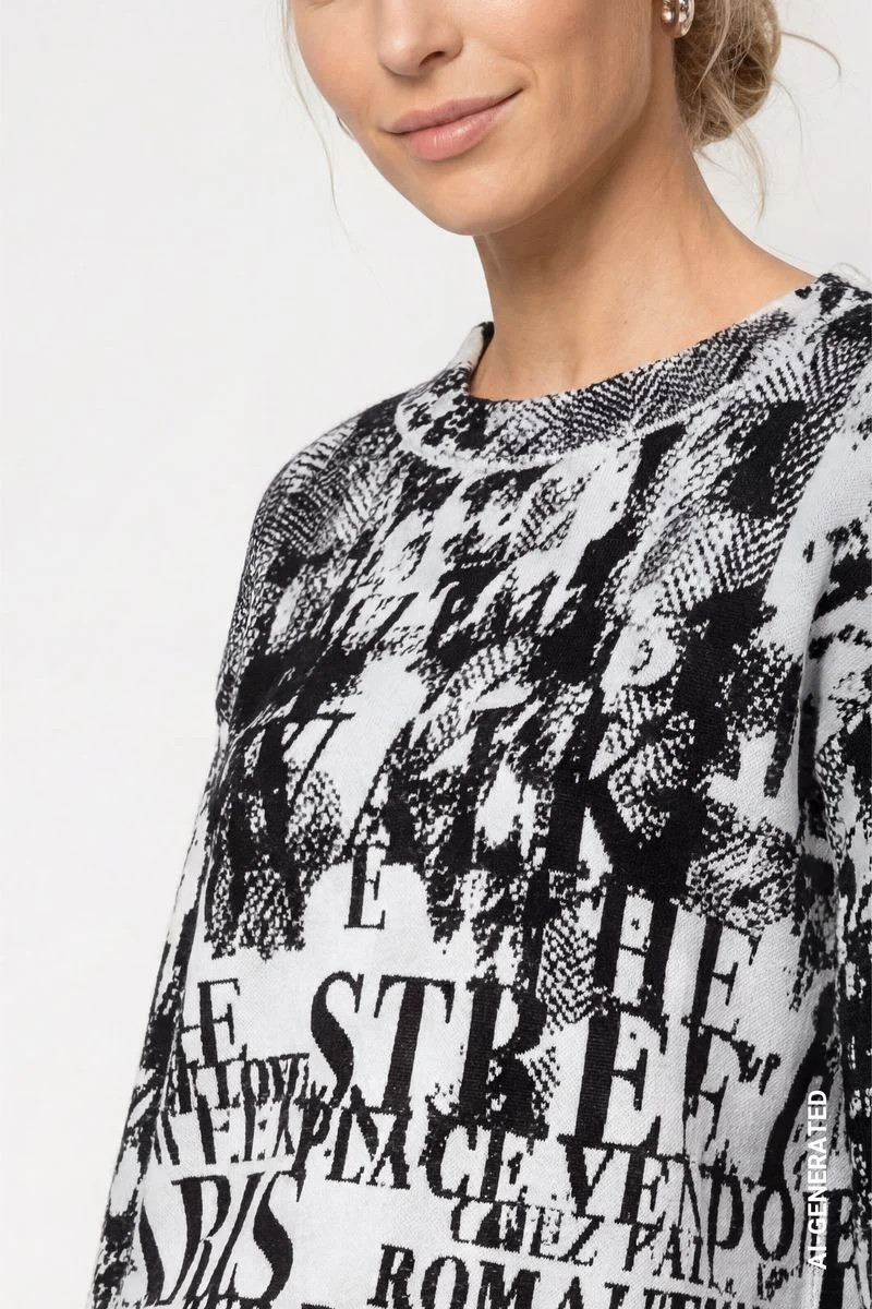 Strickpullover mit Buchstabenjacquard-Muster