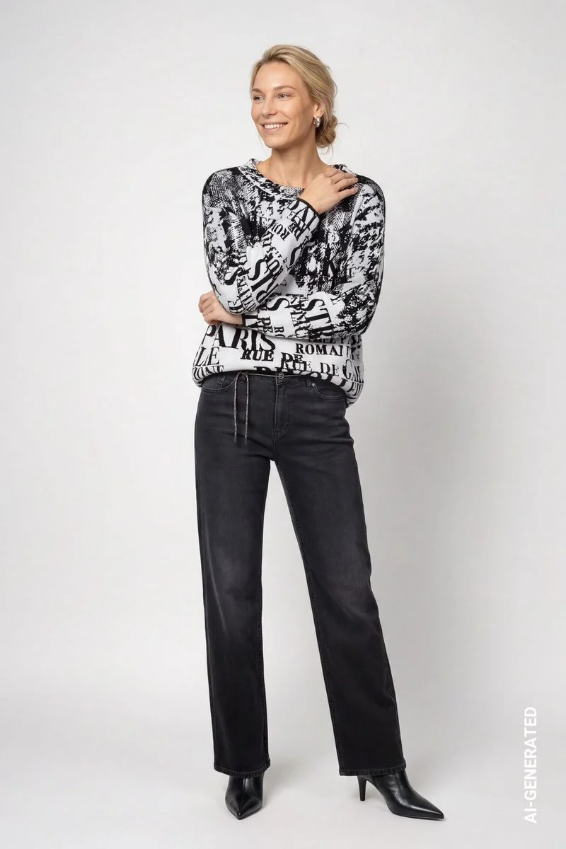 Strickpullover mit Buchstabenjacquard-Muster