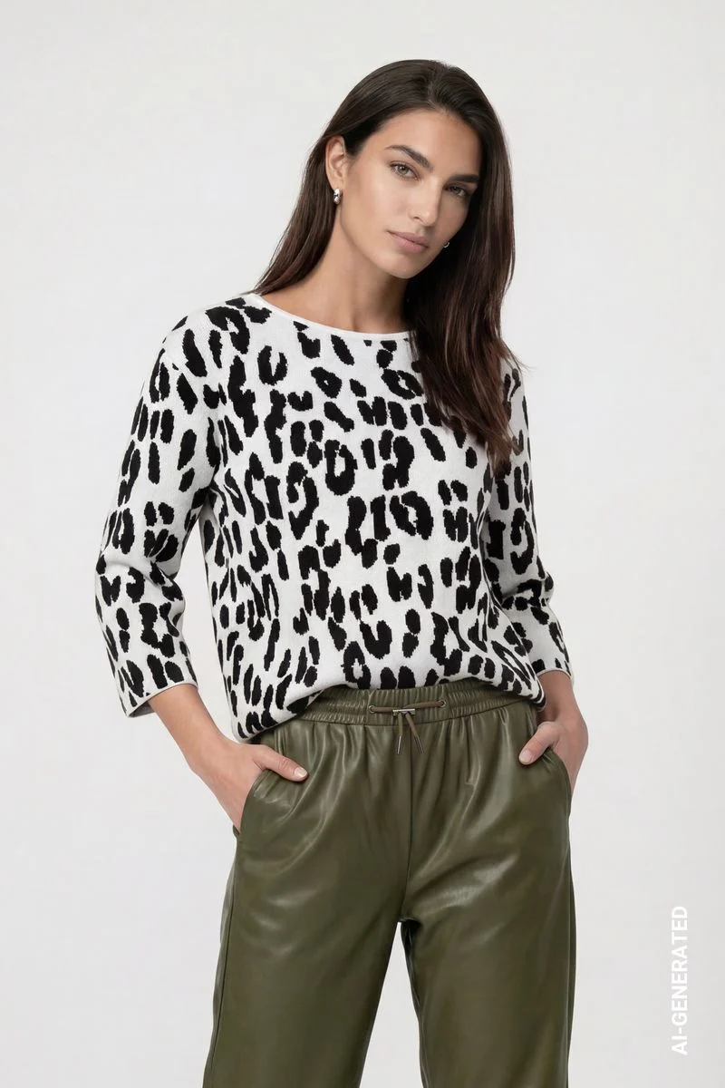 Strickpullover mit Leojacquard