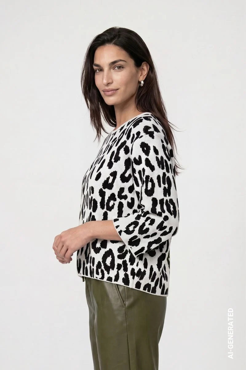 Strickpullover mit Leojacquard