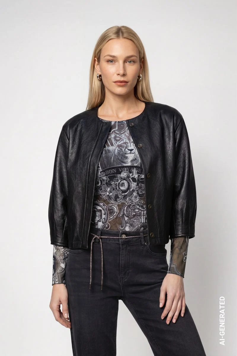 Jacke in Lederoptik