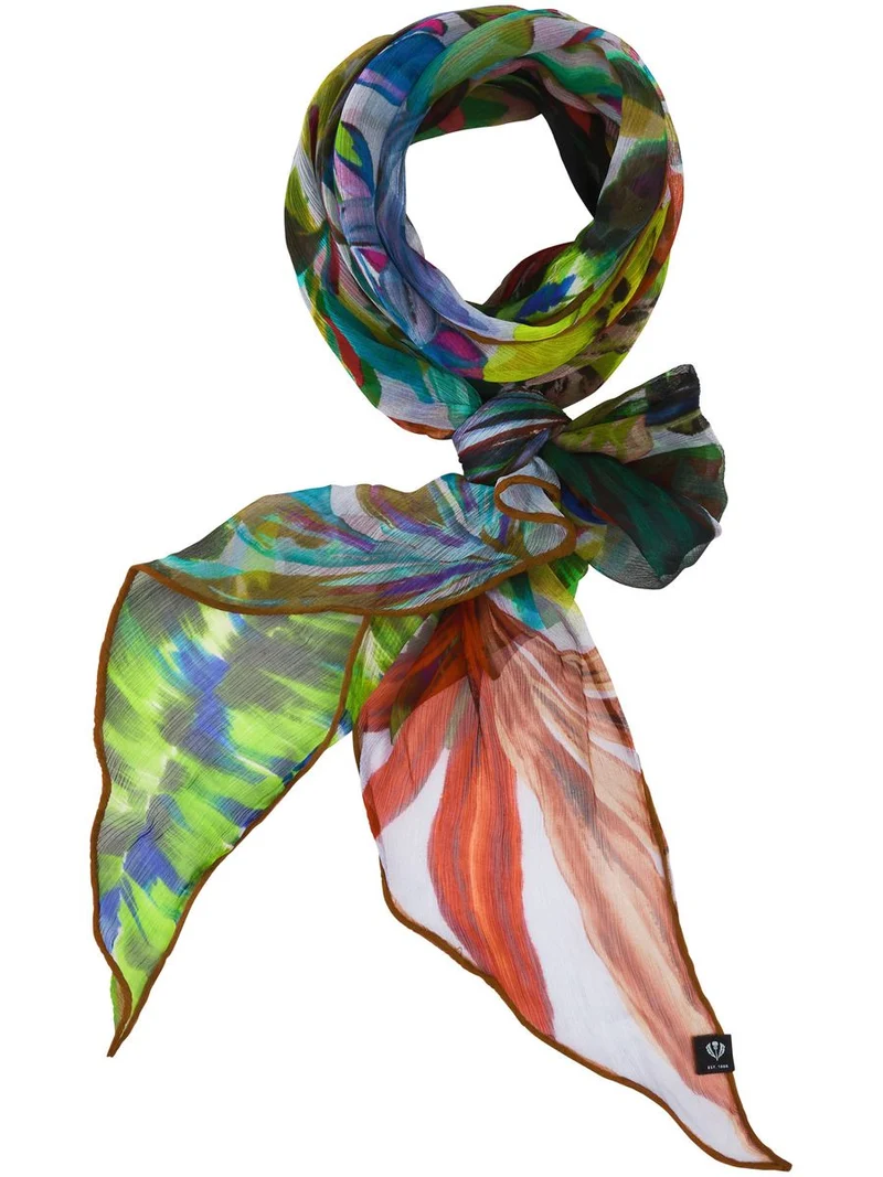 Seide Schal Langer Seidenschal mit Blumen-Design im Bias Cut