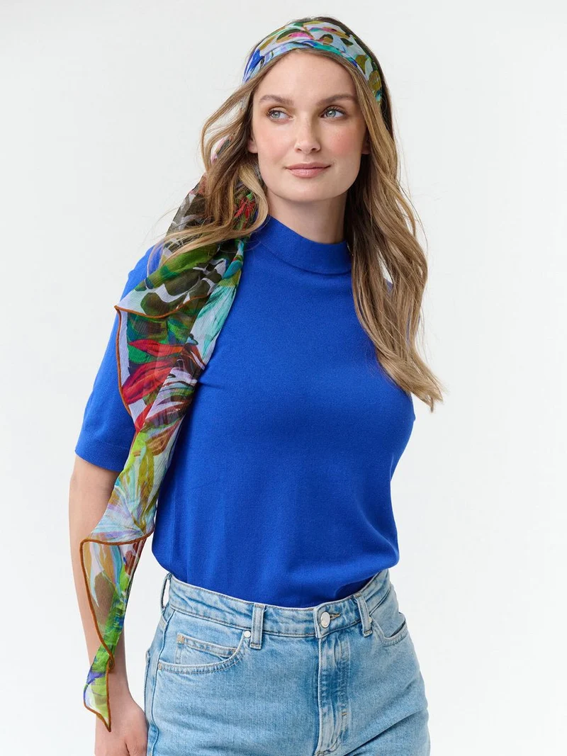 Seide Schal Langer Seidenschal mit Blumen-Design im Bias Cut