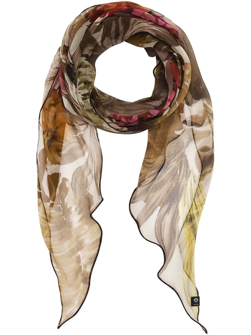 Seide Schal Langer Seidenschal mit Blumen-Design im Bias Cut