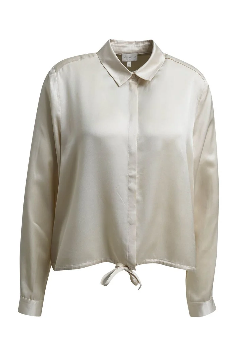 cropped blouse with drawstring at hem 1/1 sleeve
