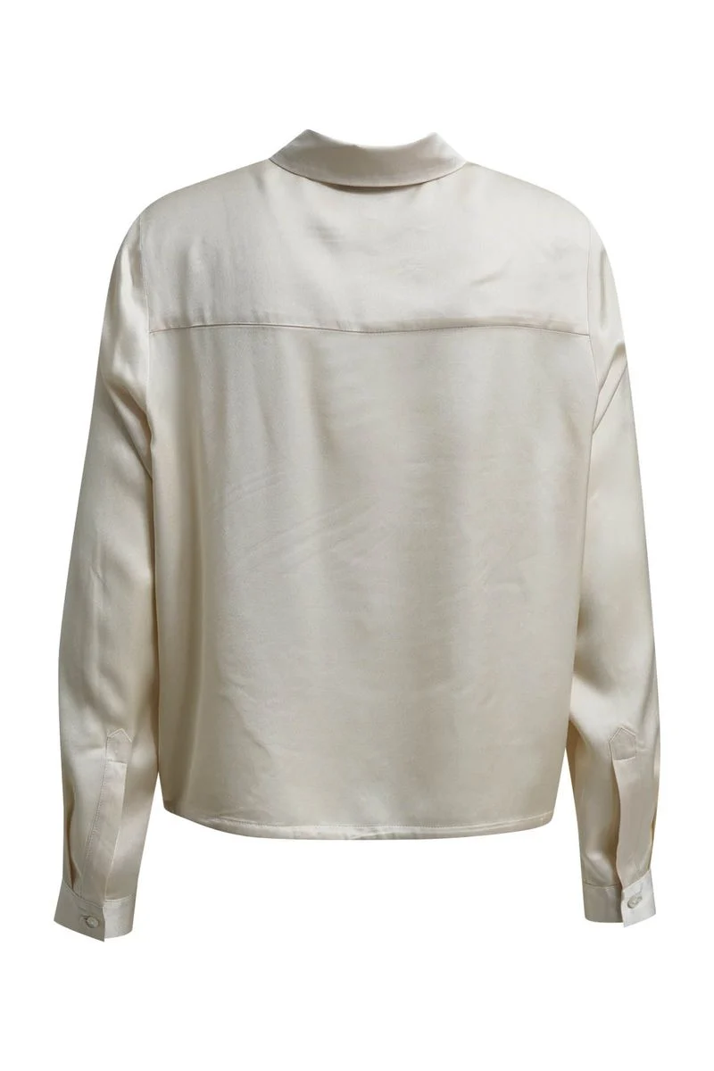 cropped blouse with drawstring at hem 1/1 sleeve