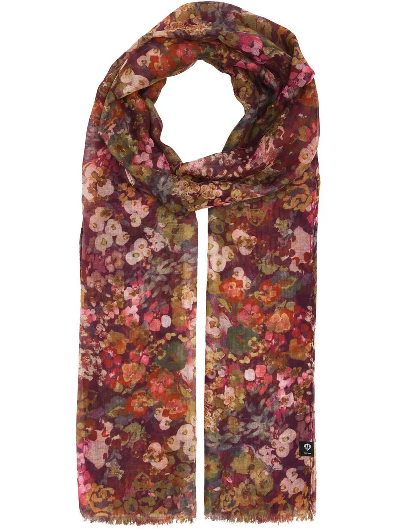 recyceltes Polyester Schal Sustainability Edition - Schal mit Millefleur Aquarell-Design