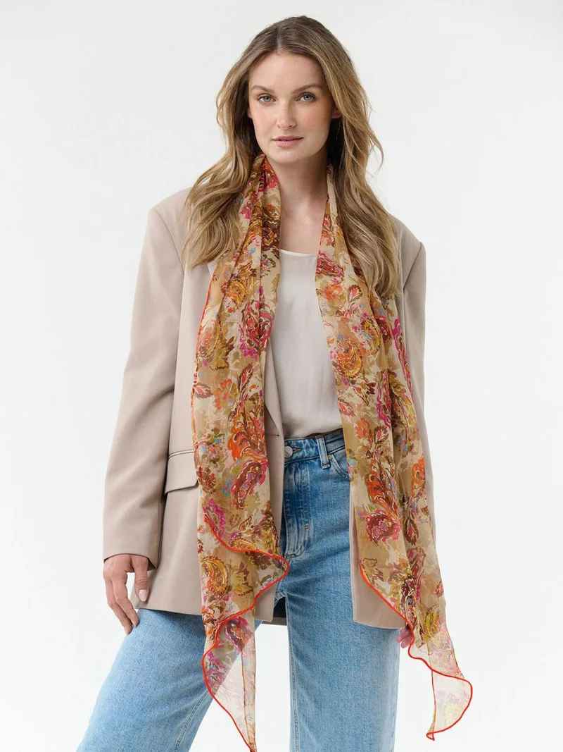 Seide Schal Langer Seidenschal mit Paisley-Design im Bias Cut