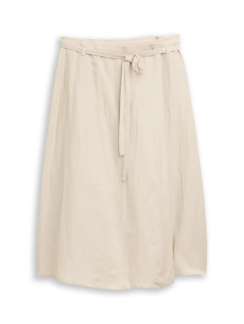 High Waist Wickelrock mit Leinenanteil