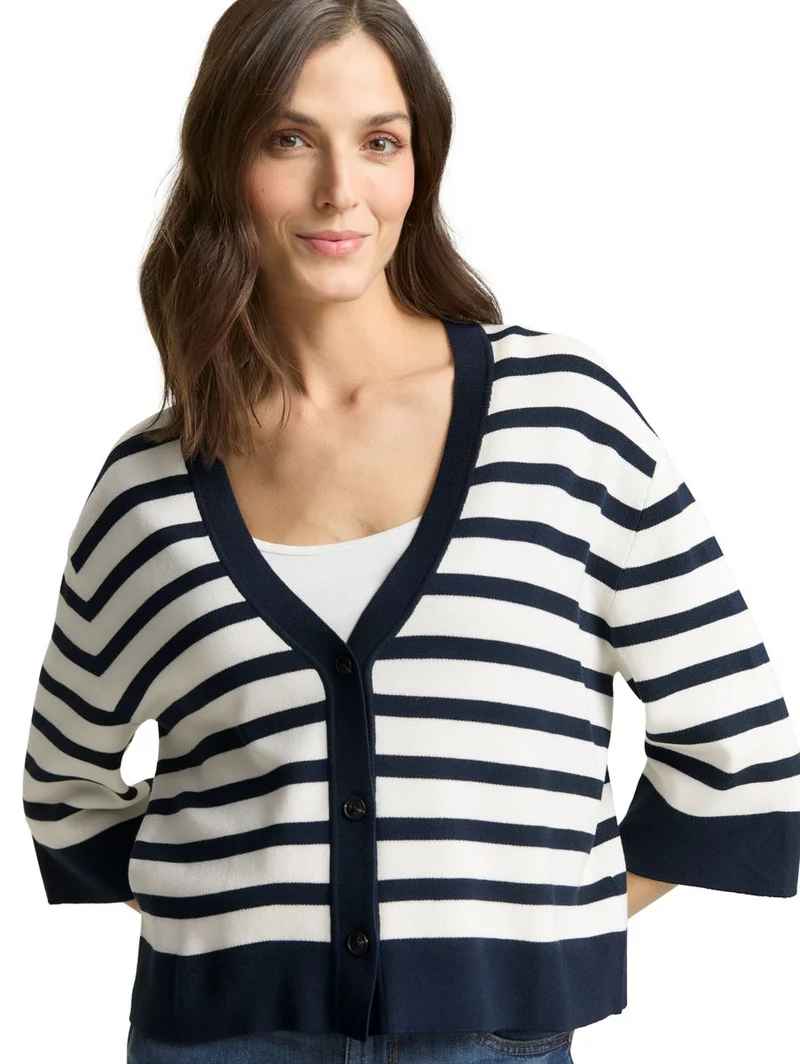 Loose Fit Cardigan mit Streifenmuster