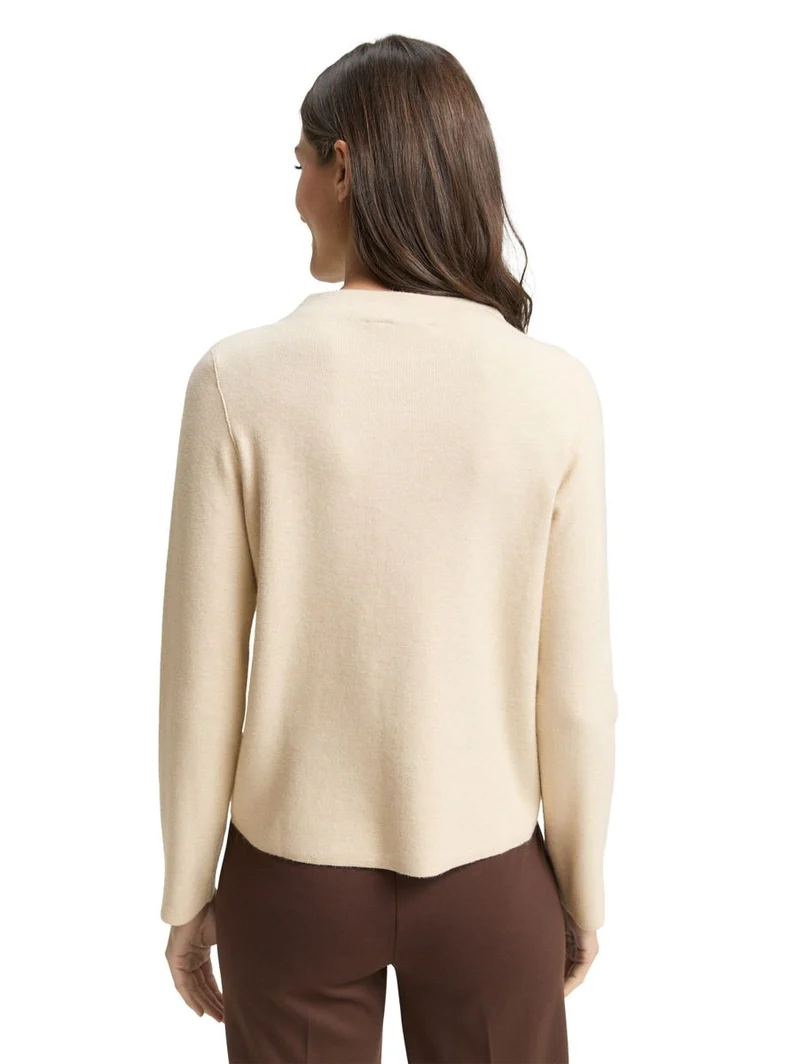 Cropped Strickpullover mit Stehkragen