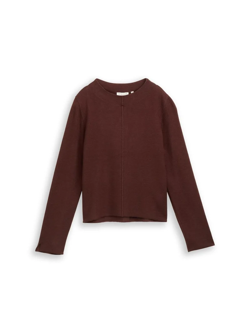 Cropped Strickpullover mit Stehkragen