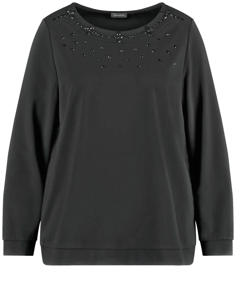 Samoon Damen Sweatshirt mit Ziersteinen
