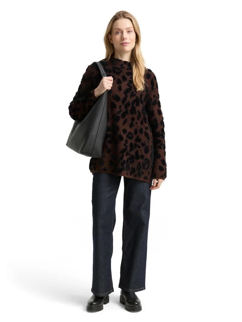 Oversize Strickpullover mit Leo-Muster