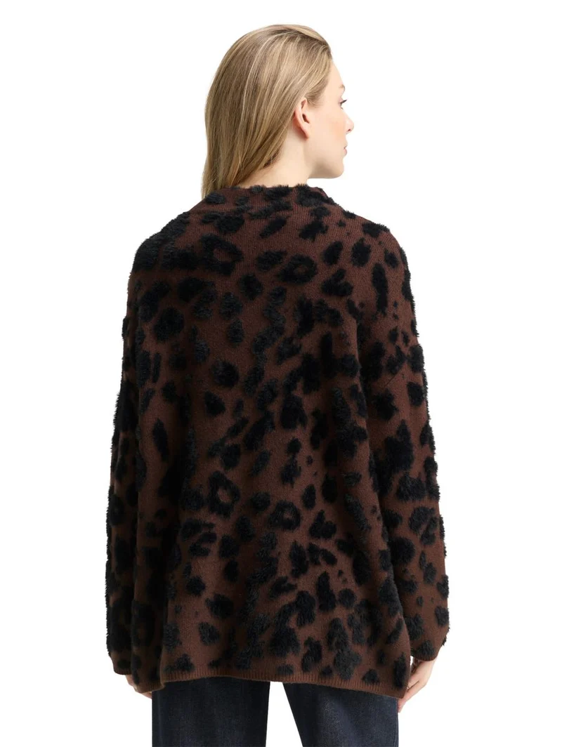 Oversize Strickpullover mit Leo-Muster